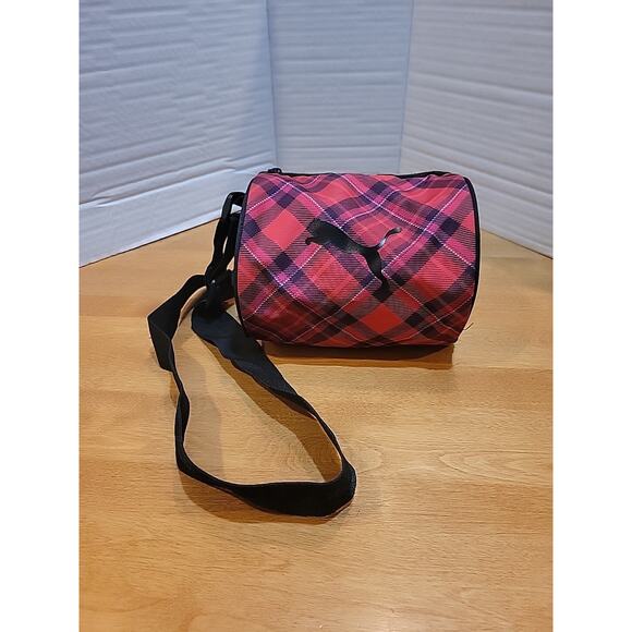 Puma Evermini Festival Crossbody Bag Red & Pink Tartan Print NWOT Preppy Party - Picture 1 of 10